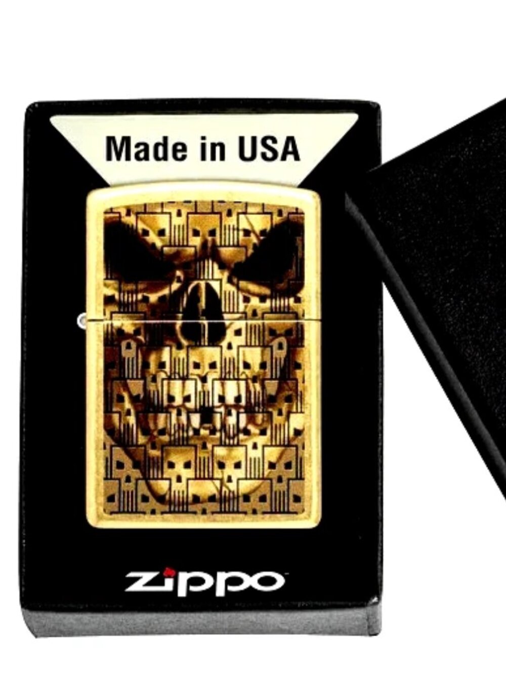 Minimalist Skull Motif Design, Street Brass Zippo Lighter